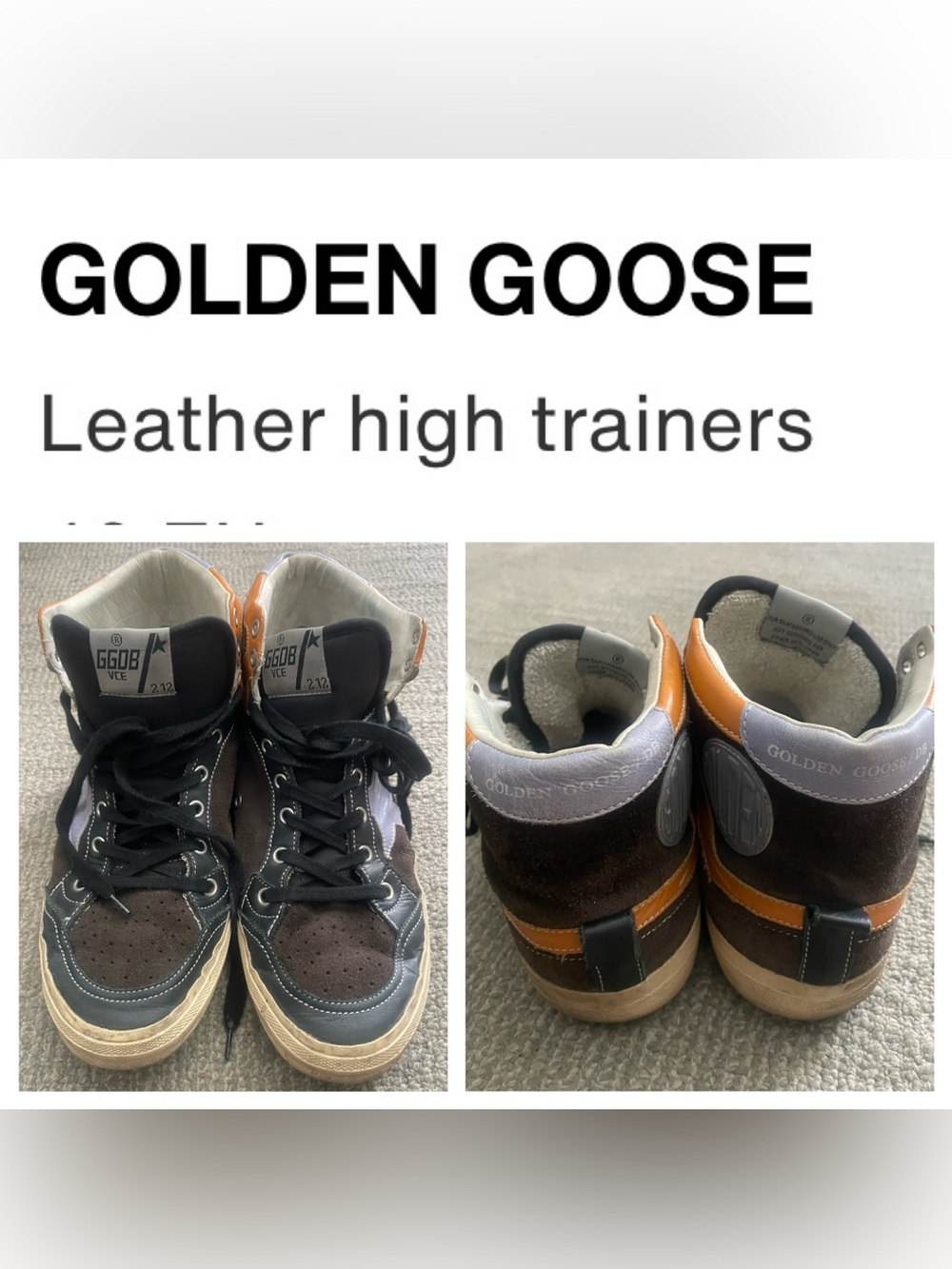 GOLDEN GOOSE Men's VCE/2.12 High Top Sneakers Brown Suede Star Italy GGDB 41